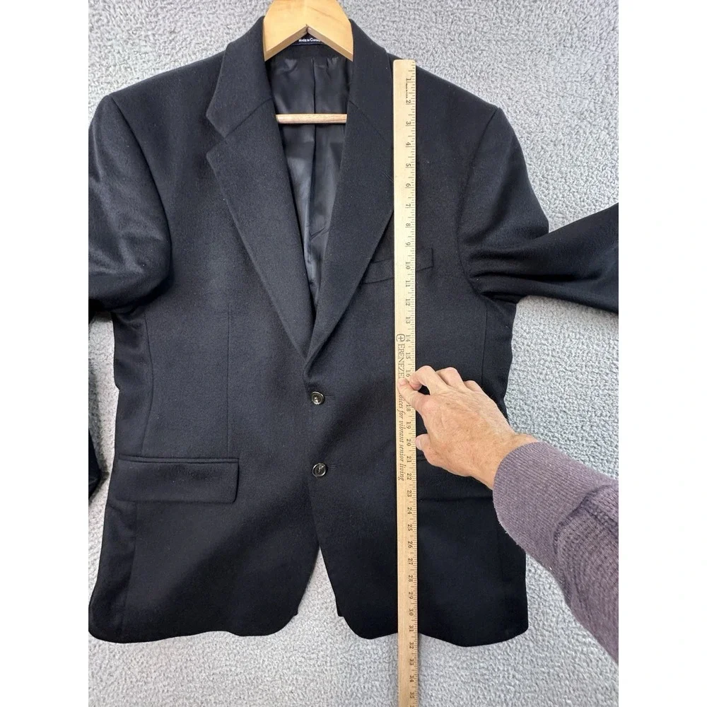 VTG Polo University Ralph Lauren Blazer Jacket 43R Black Cashmere Preppy
